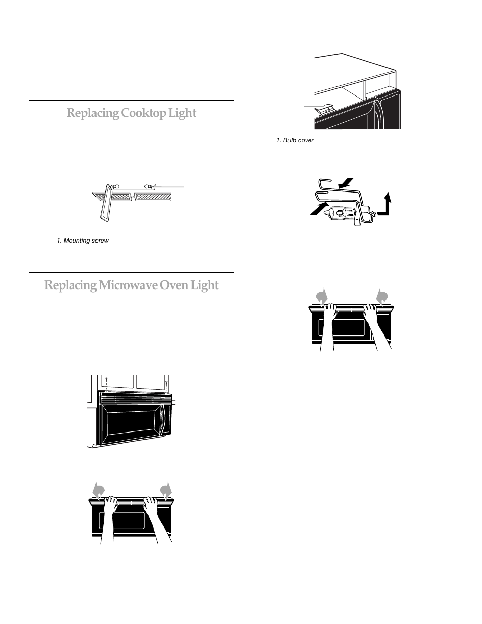 Replacing cooktop light, Replacing microwave oven light | KITCHENAID KHMS145KSS User Manual | Page 17 / 20