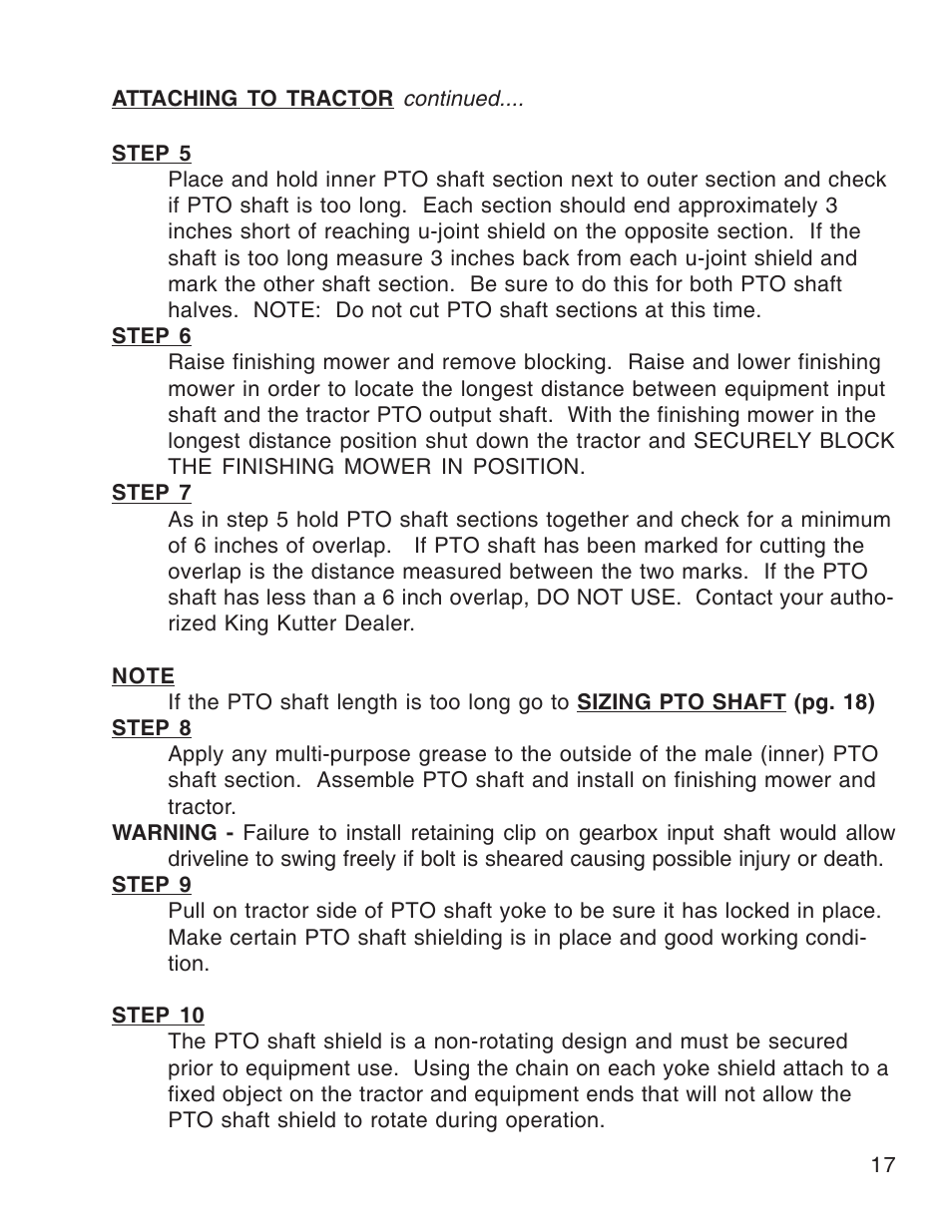 King Kutter Free Floating User Manual | Page 17 / 44