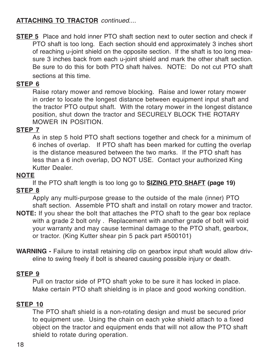 King Kutter Rotary Mower User Manual | Page 18 / 46