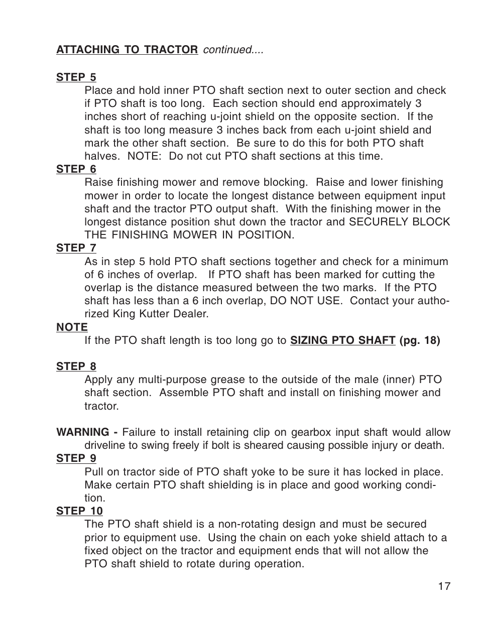 King Kutter Free Floating Finishing Mower User Manual | Page 17 / 44