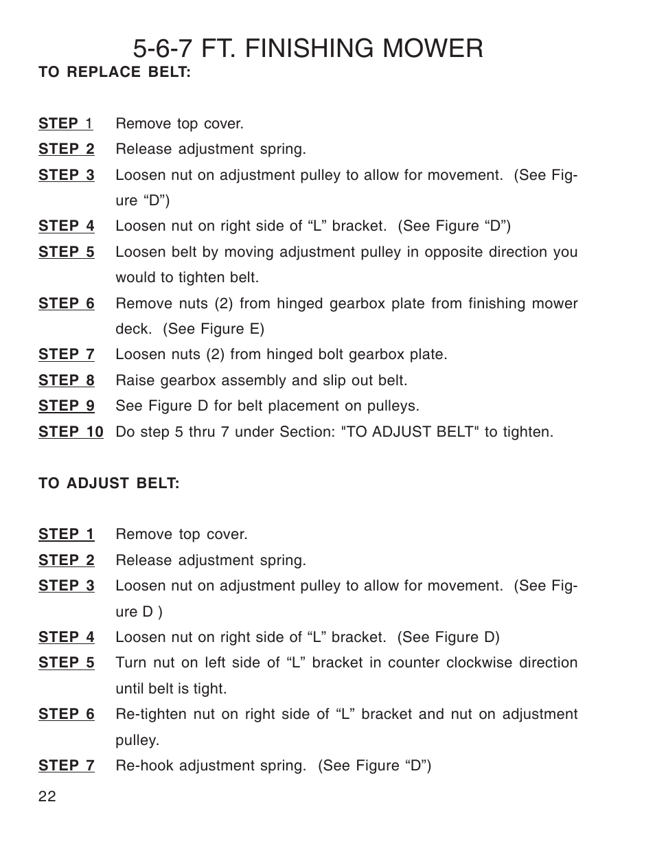 6-7 ft. finishing mower | King Kutter Free Floating Finishing Mower User Manual | Page 22 / 44