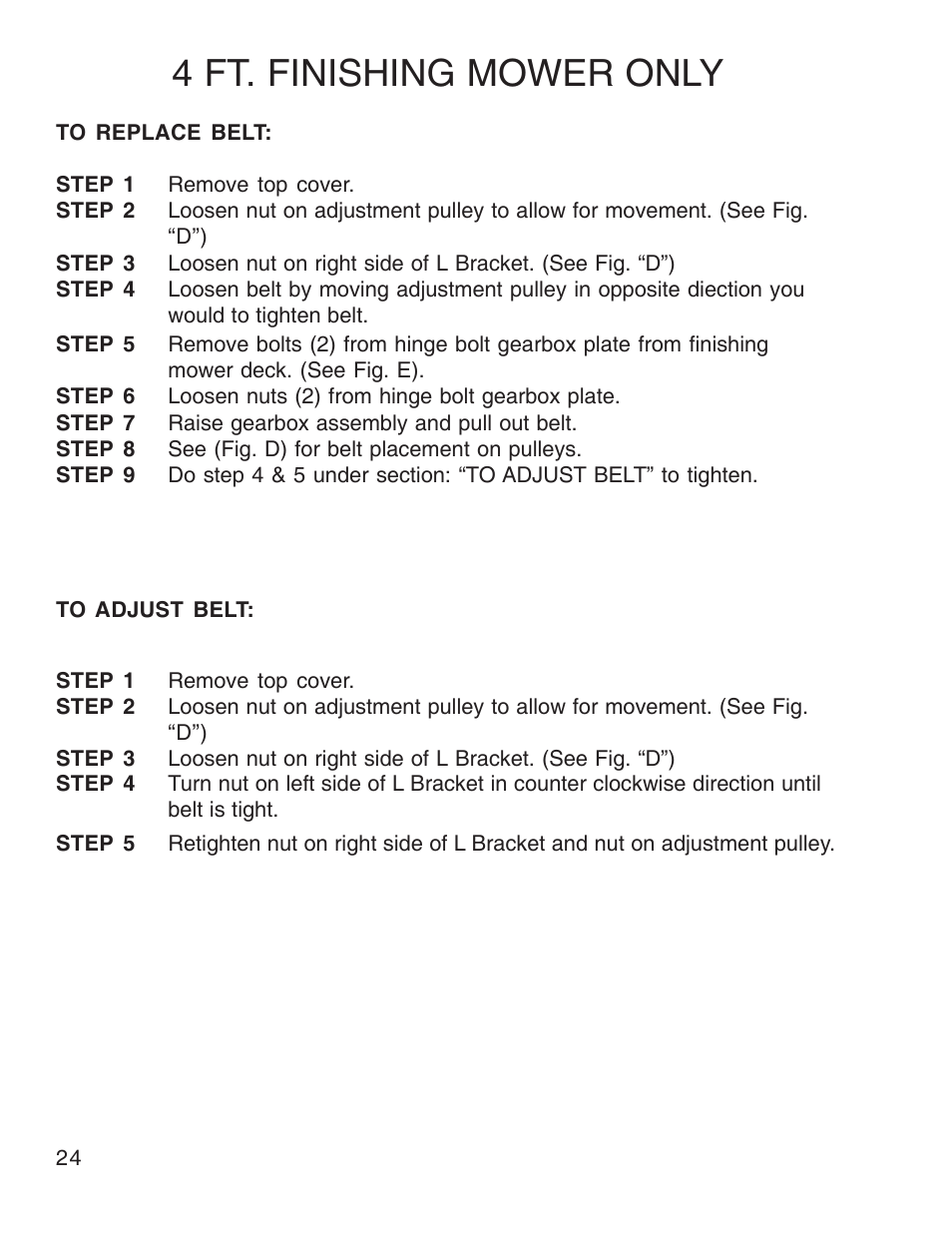 4 ft. finishing mower only | King Kutter Free Floating Finishing Mower User Manual | Page 24 / 44