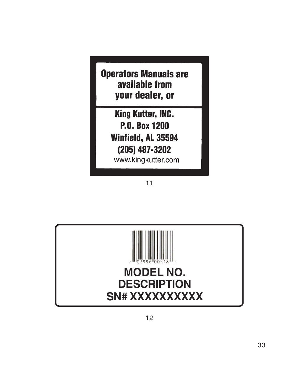 King Kutter Free Floating Finishing Mower User Manual | Page 33 / 44