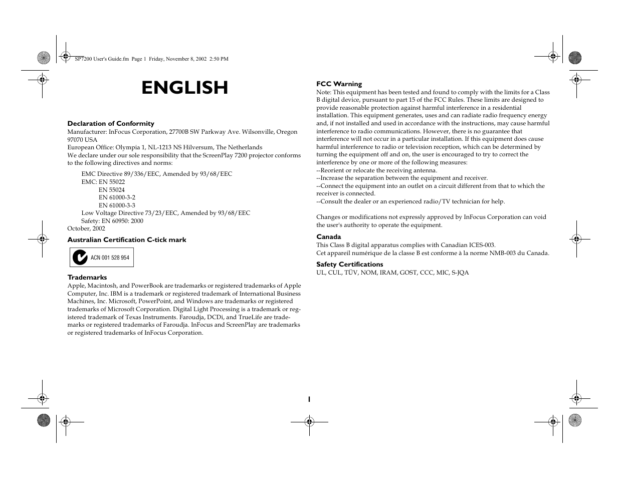 English | King Kutter SCREENPLAY 7200 User Manual | Page 2 / 45