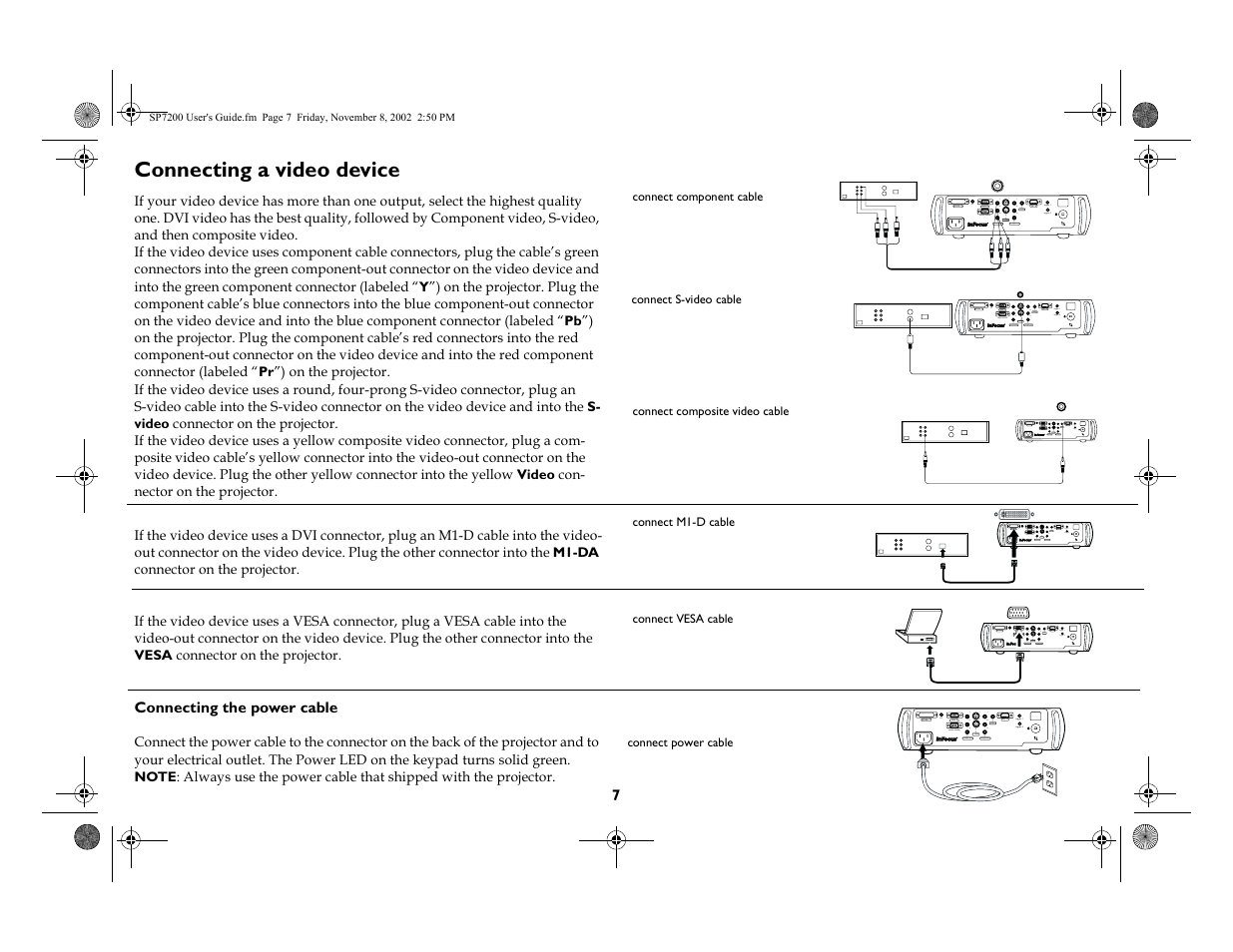 Connecting a video device | King Kutter SCREENPLAY 7200 User Manual | Page 8 / 45