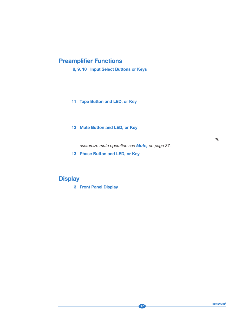 Preamplifier functions, Display | Krell Industries 202 User Manual | Page 17 / 48