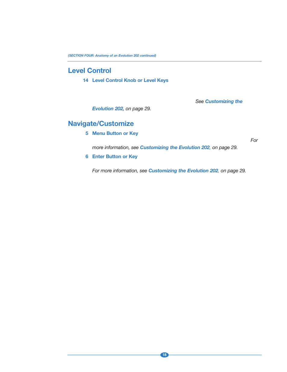 Level control, Navigate/customize | Krell Industries 202 User Manual | Page 18 / 48