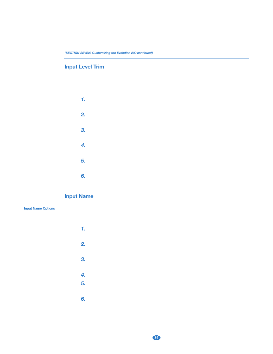 Input level trim, Input name | Krell Industries 202 User Manual | Page 34 / 48