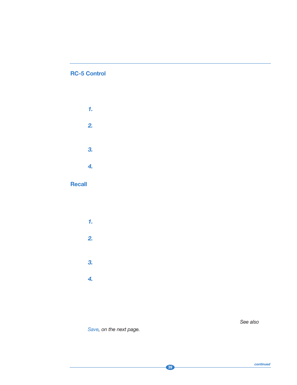 Rc-5 control, Recall | Krell Industries 202 User Manual | Page 39 / 48