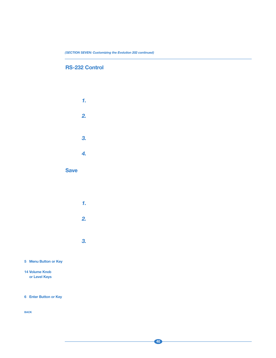 Rs-232 control, Save | Krell Industries 202 User Manual | Page 40 / 48