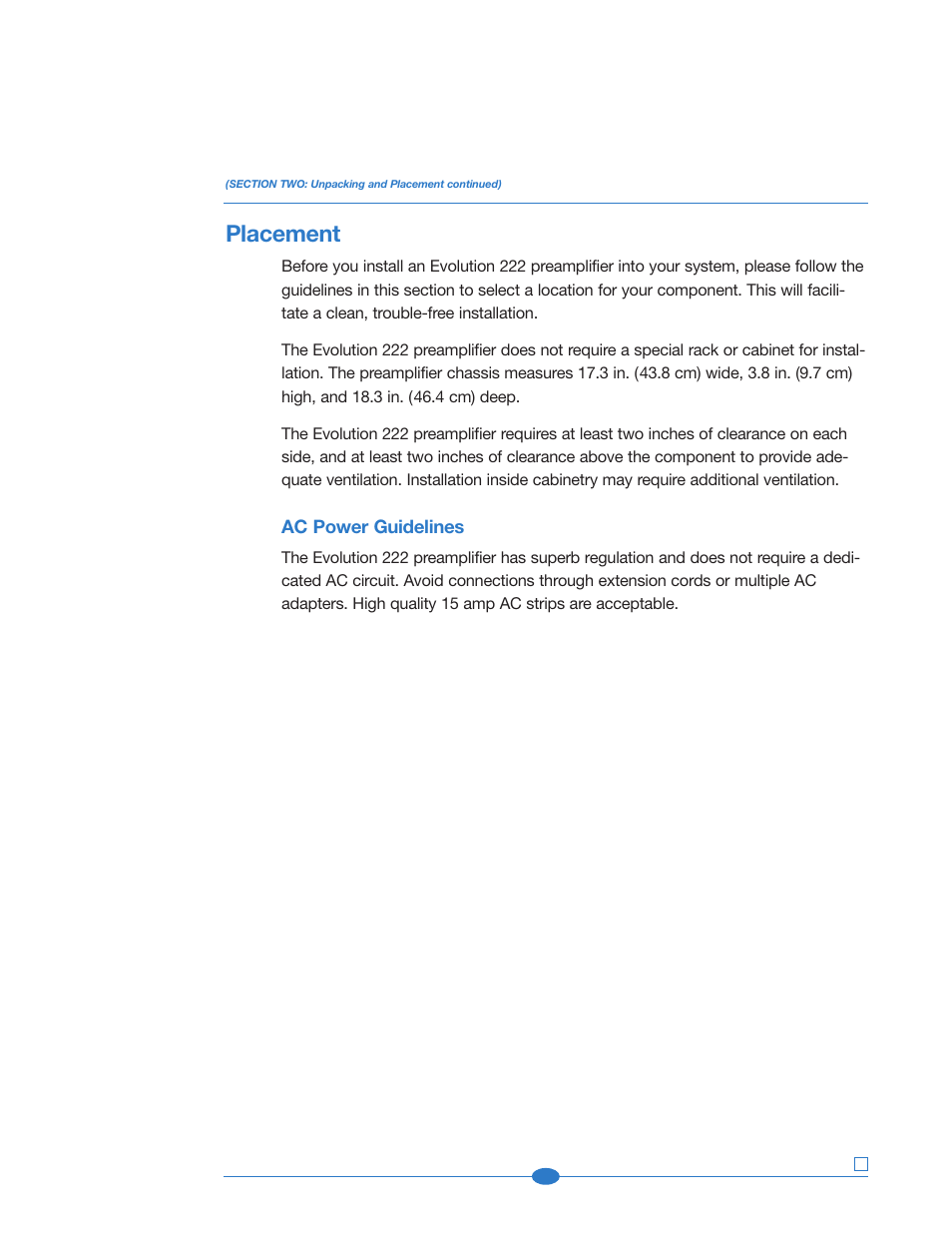 Placement | Krell Industries 222 User Manual | Page 12 / 48