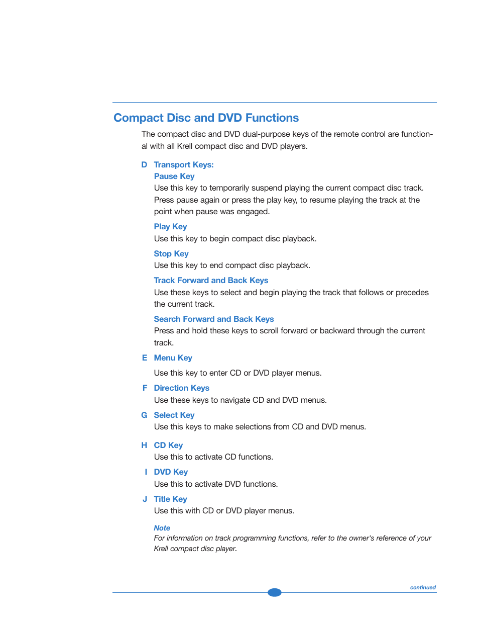 Cd and dvd functions, Compact disc and dvd functions | Krell Industries 222 User Manual | Page 21 / 48
