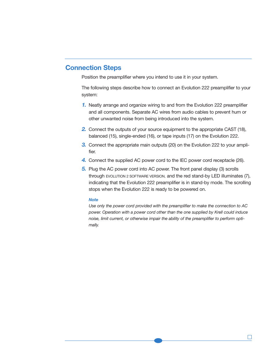 Connection steps | Krell Industries 222 User Manual | Page 27 / 48