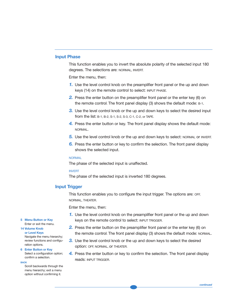 Input phase, Input trigger | Krell Industries 222 User Manual | Page 35 / 48