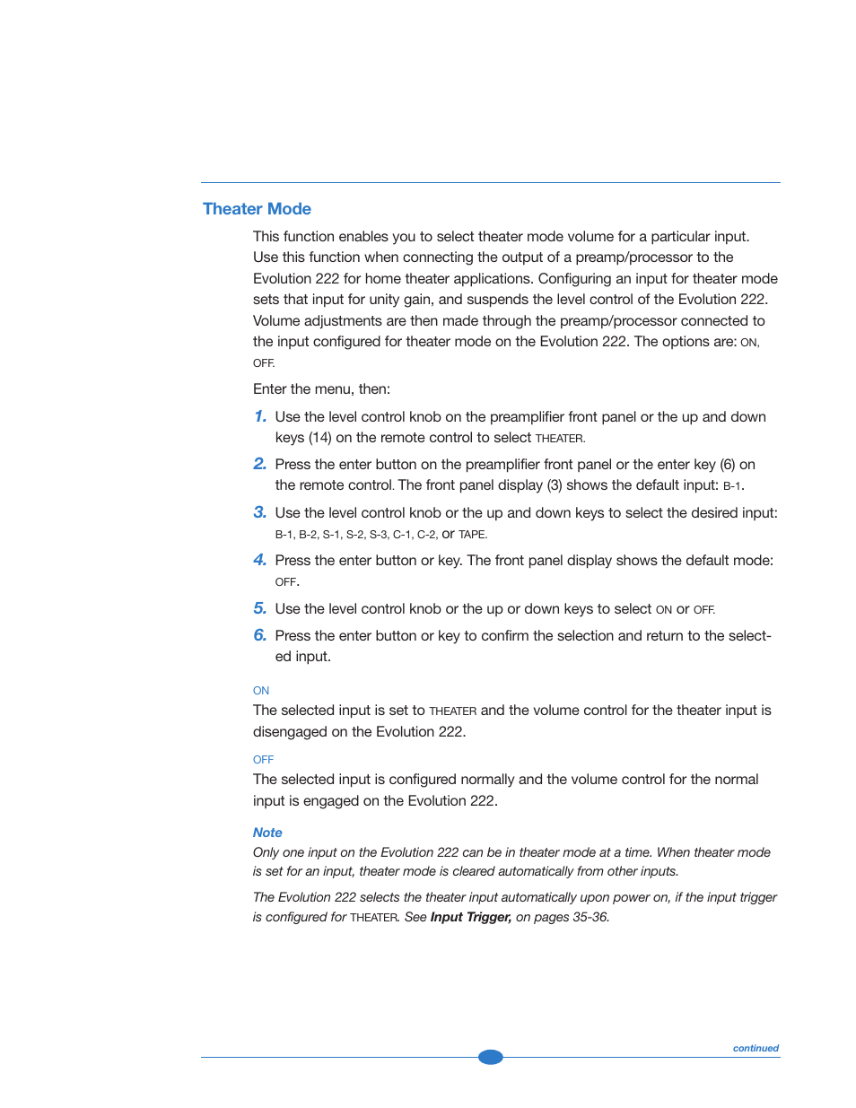 Theater mode | Krell Industries 222 User Manual | Page 41 / 48