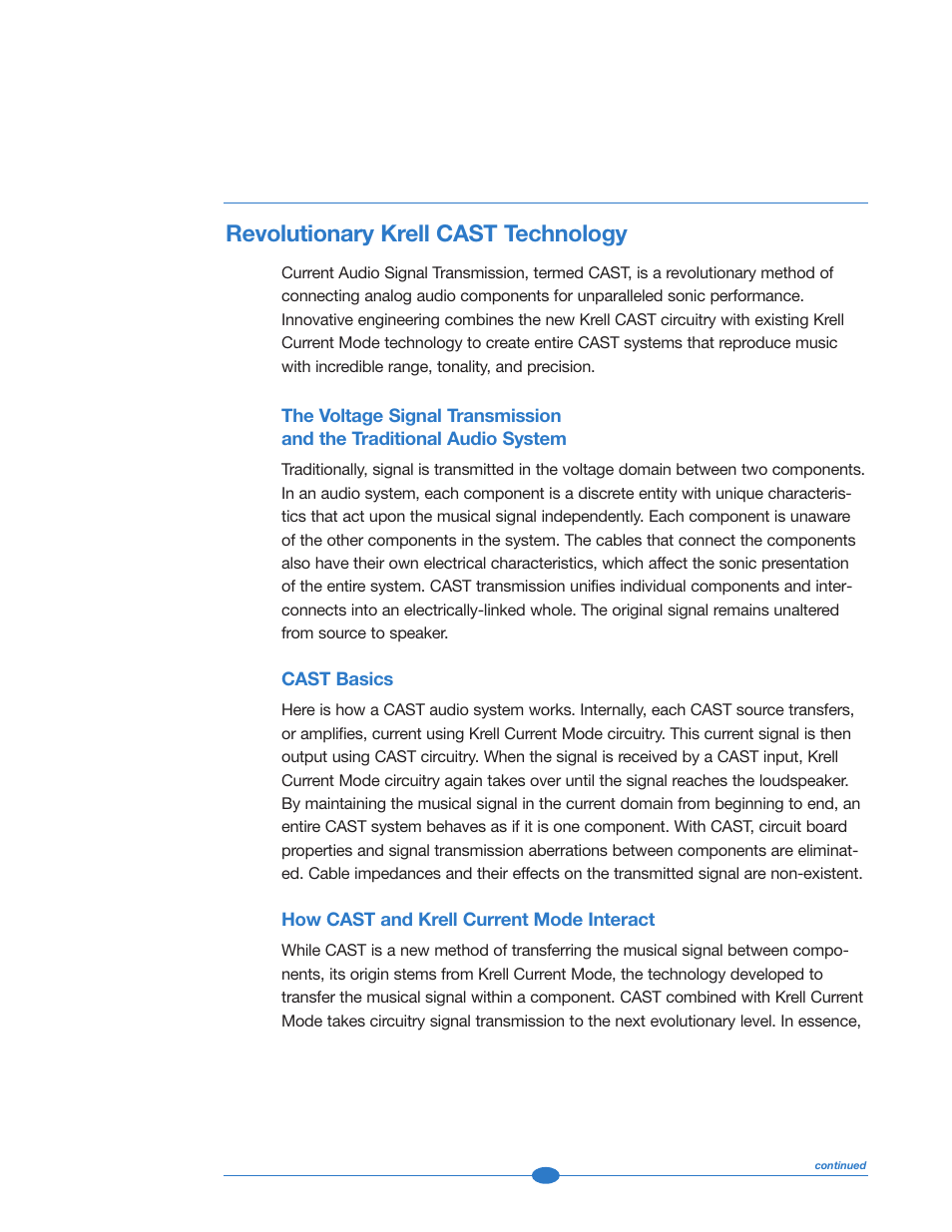 Cast technology, Y krell cast technology, Revolutionary krell cast technology | Krell Industries 222 User Manual | Page 7 / 48