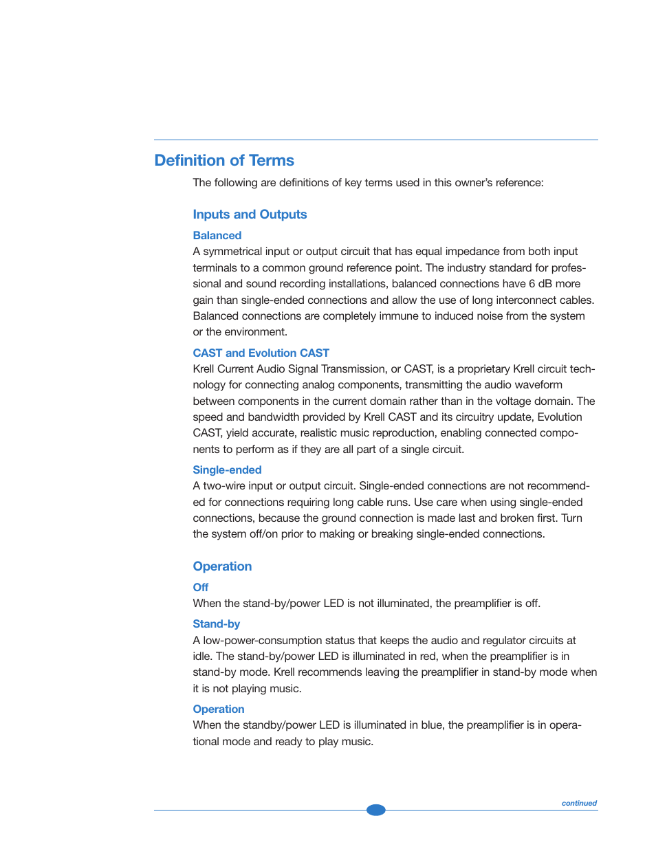 Definition of terms | Krell Industries 222 User Manual | Page 9 / 48