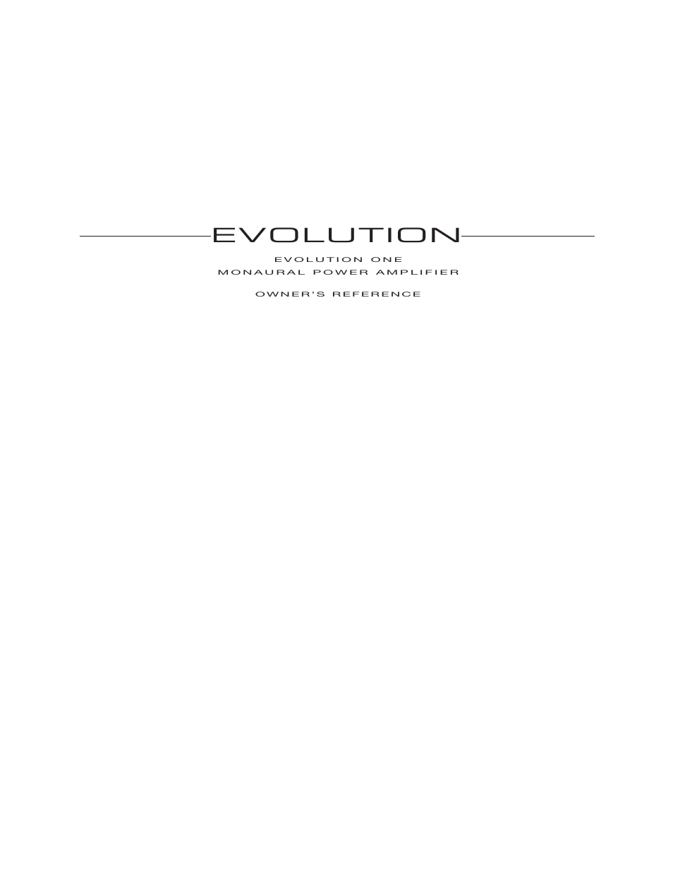 Krell Industries Evolution One User Manual | 35 pages