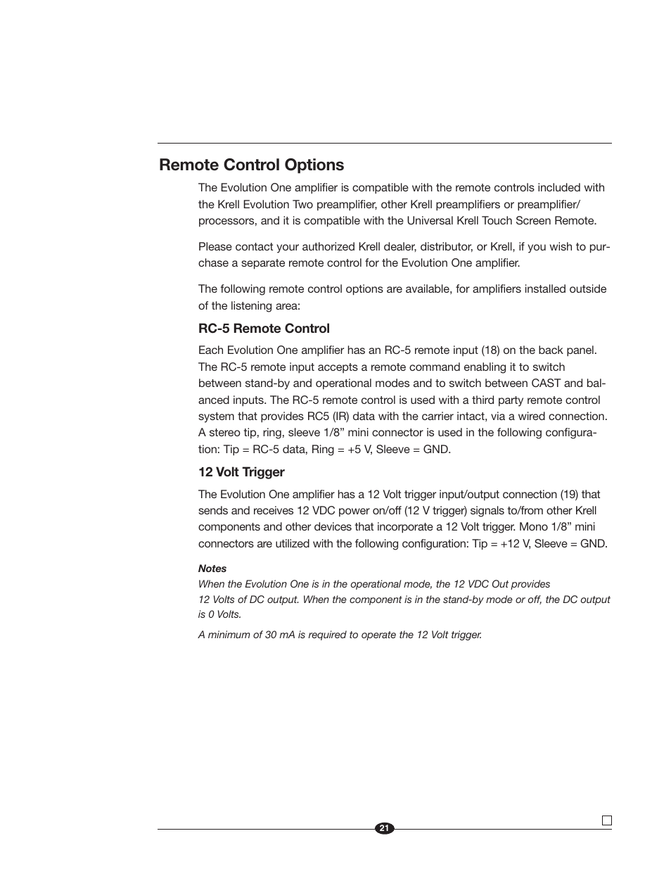 Remote control options | Krell Industries Evolution One User Manual | Page 25 / 35