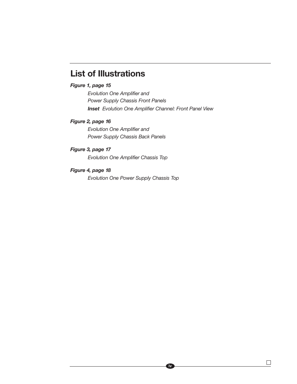List of illustrations | Krell Industries Evolution One User Manual | Page 4 / 35