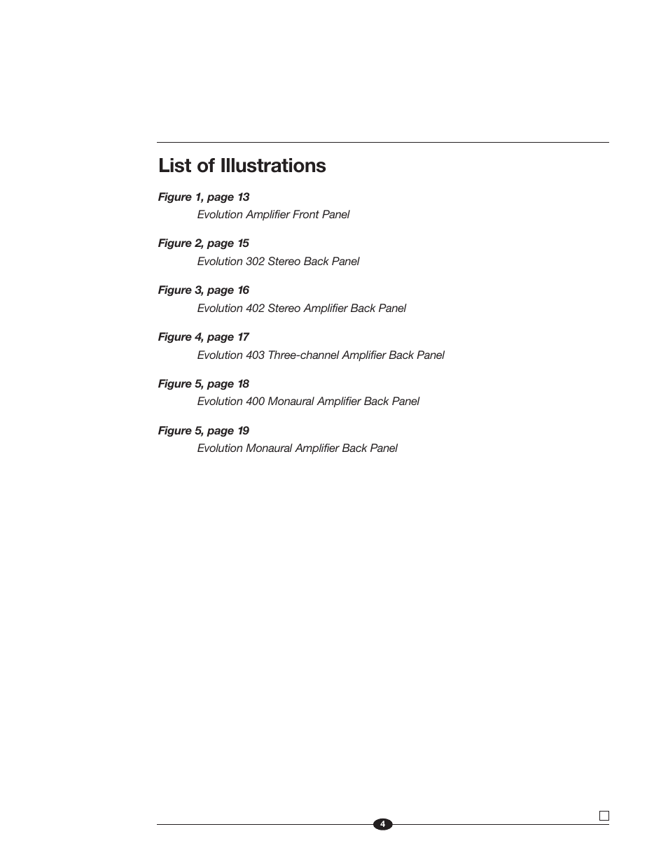 List of illustrations | Krell Industries Evolution 600 User Manual | Page 4 / 34