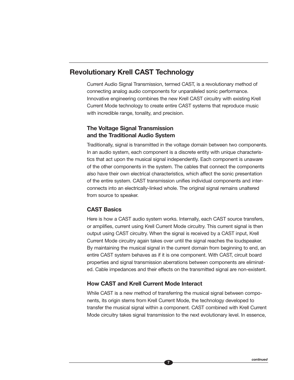 Revolutionary krell cast technology | Krell Industries Evolution 600 User Manual | Page 7 / 34