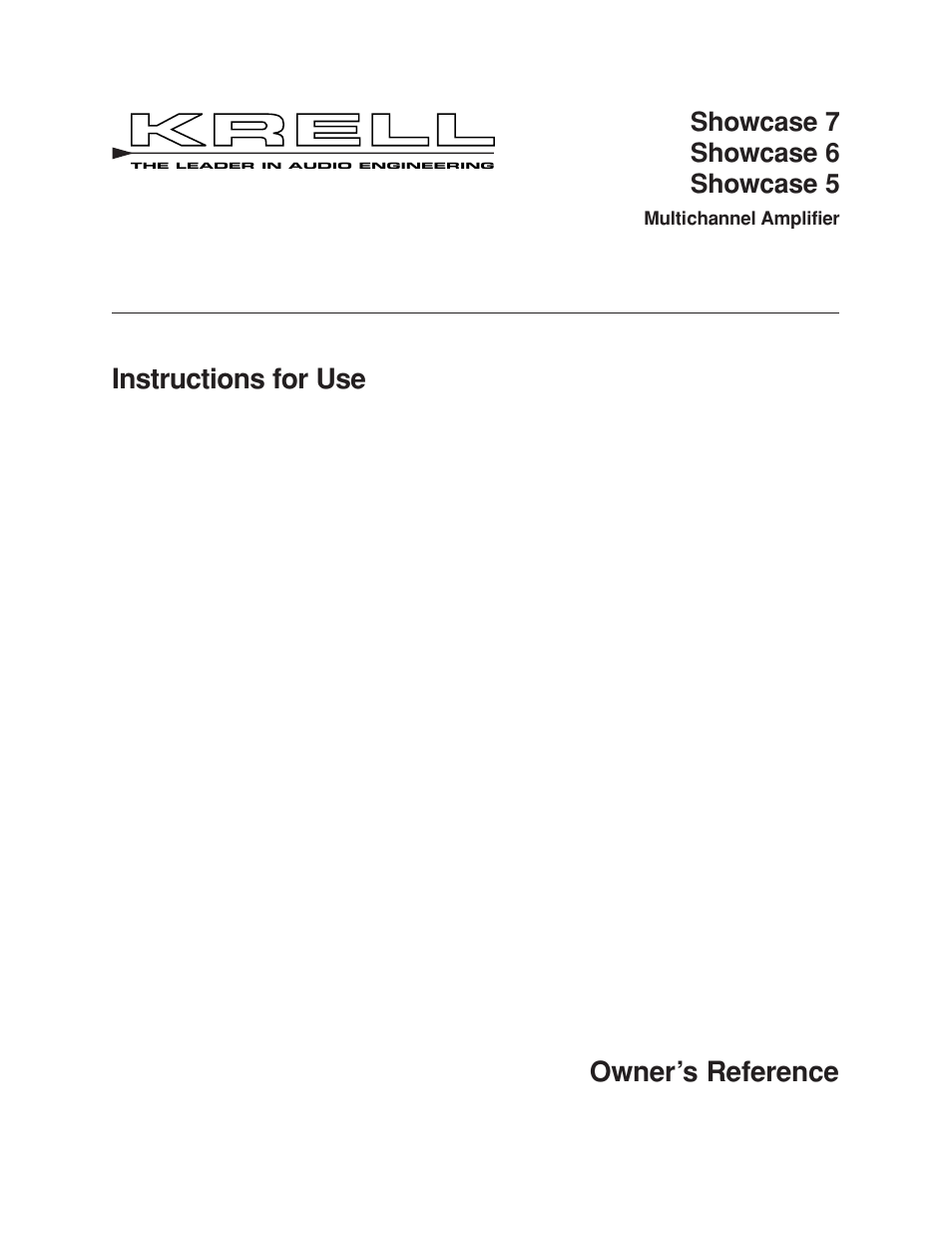 Krell Industries 6 User Manual | 22 pages