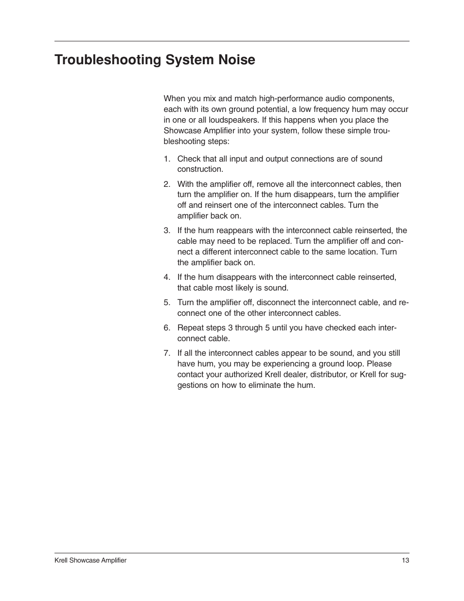 Troubleshooting system noise | Krell Industries 6 User Manual | Page 17 / 22