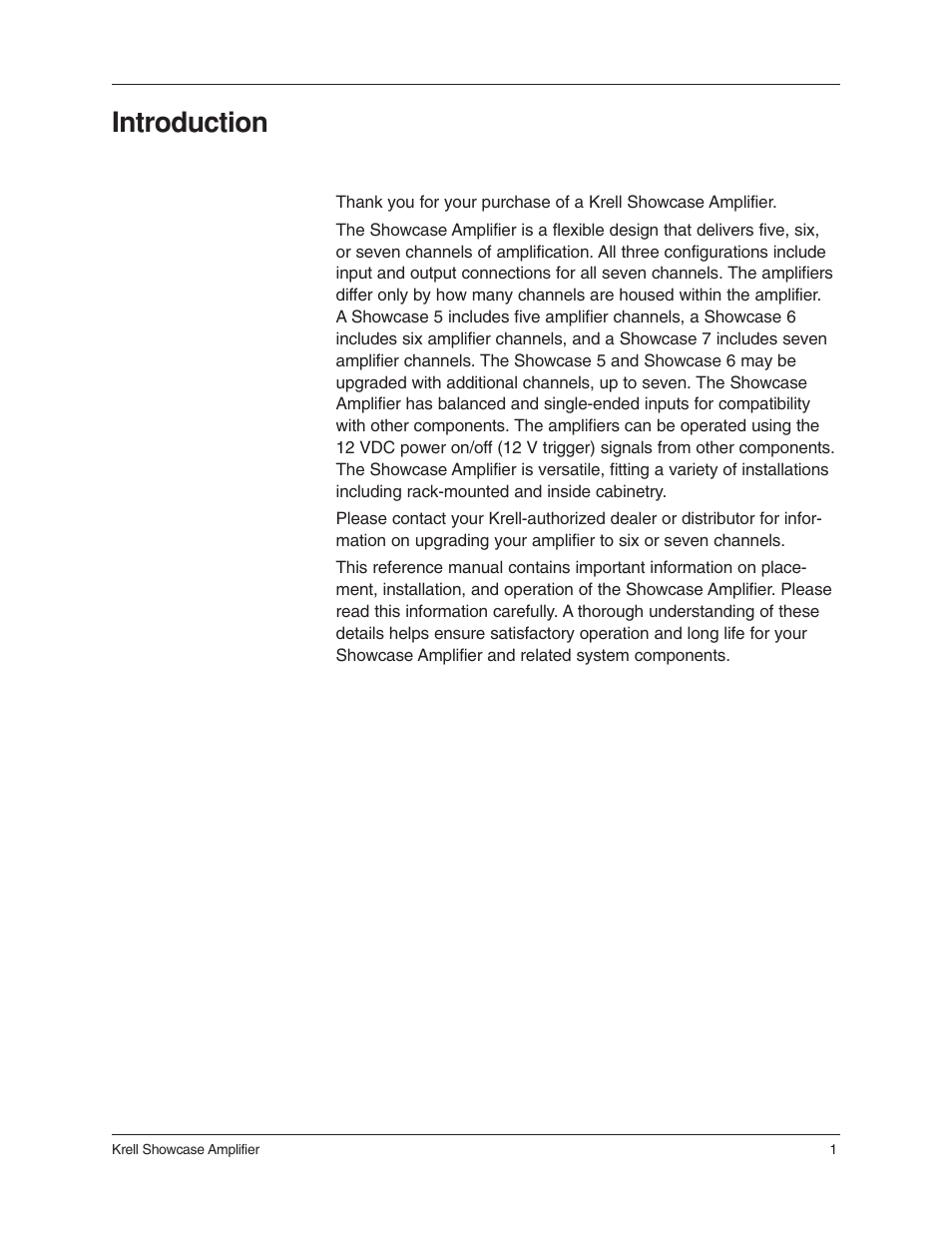 Introduction | Krell Industries 6 User Manual | Page 5 / 22