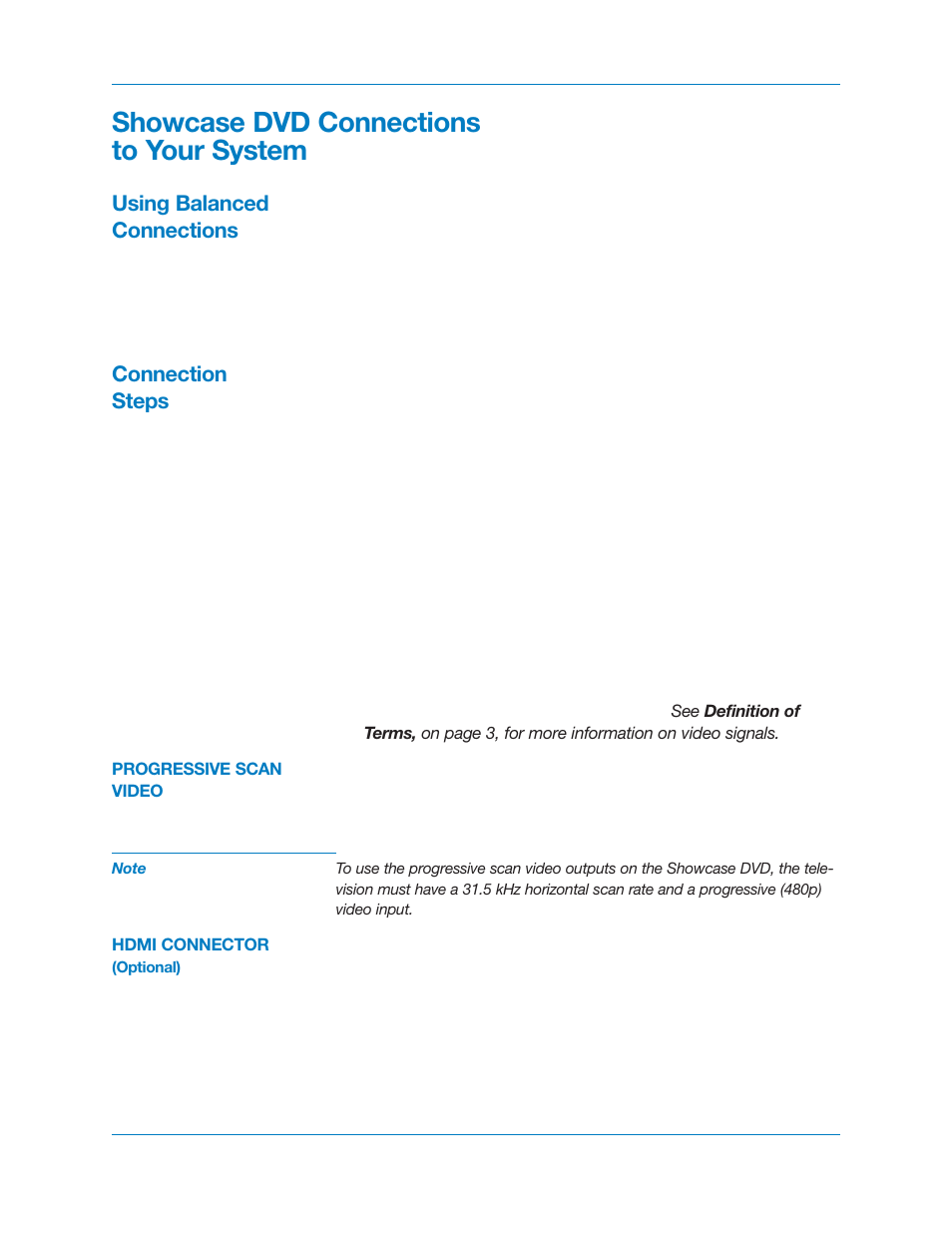 Showcase dvd connections to your system, Using balanced connections connection steps | Krell Industries DVD Player User Manual | Page 22 / 73