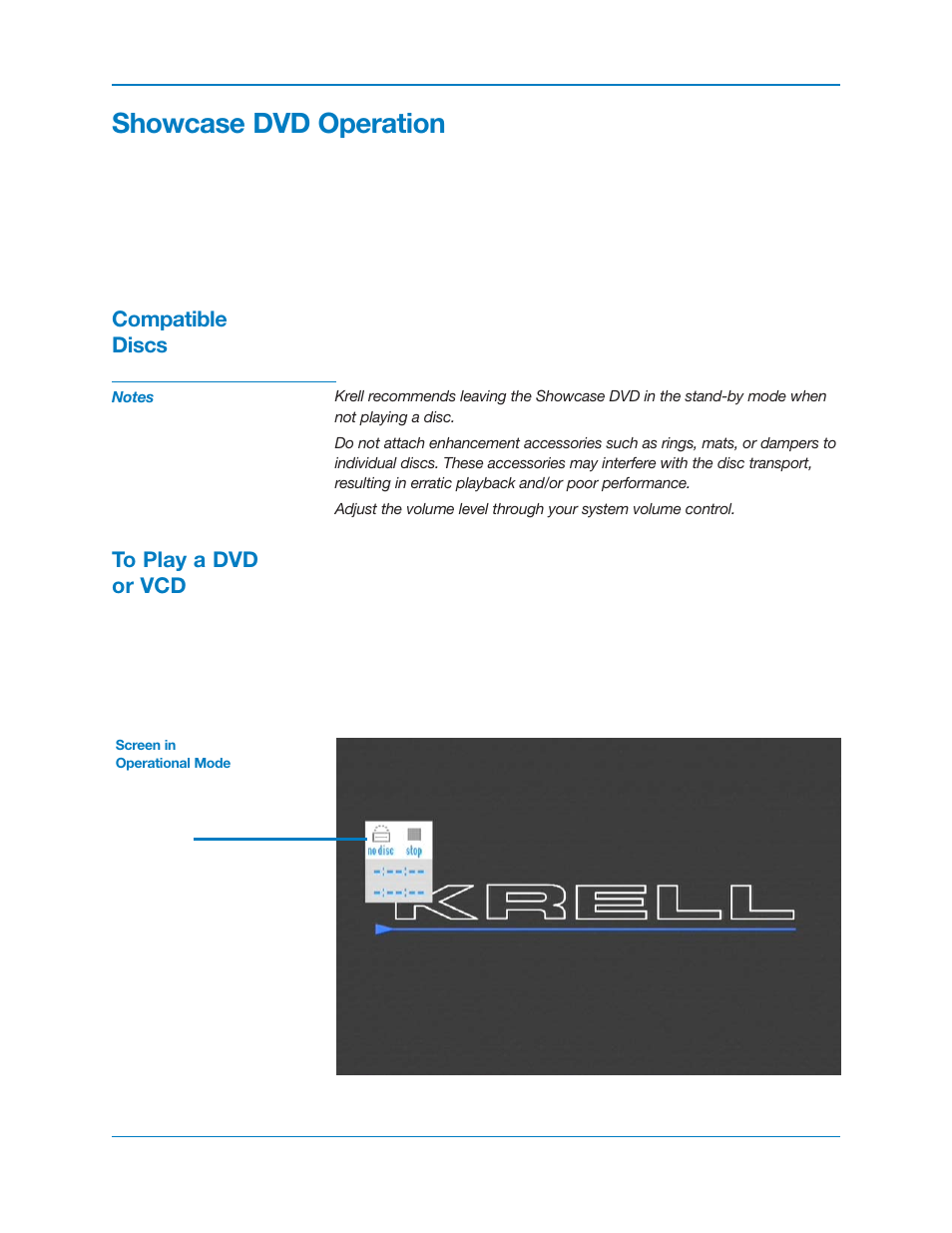 Showcase dvd operation | Krell Industries DVD Player User Manual | Page 24 / 73