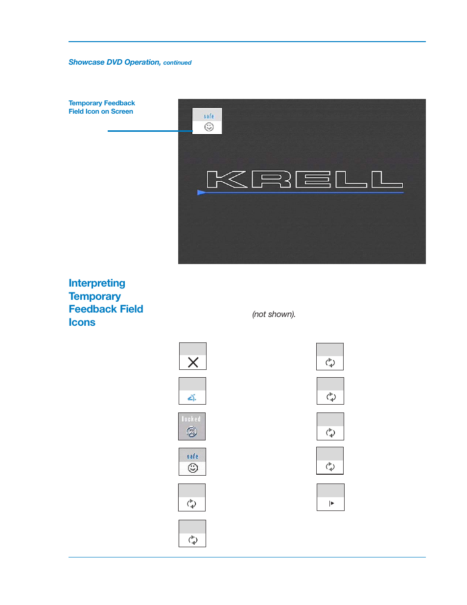 Interpreting temporary feedback field icons | Krell Industries DVD Player User Manual | Page 33 / 73