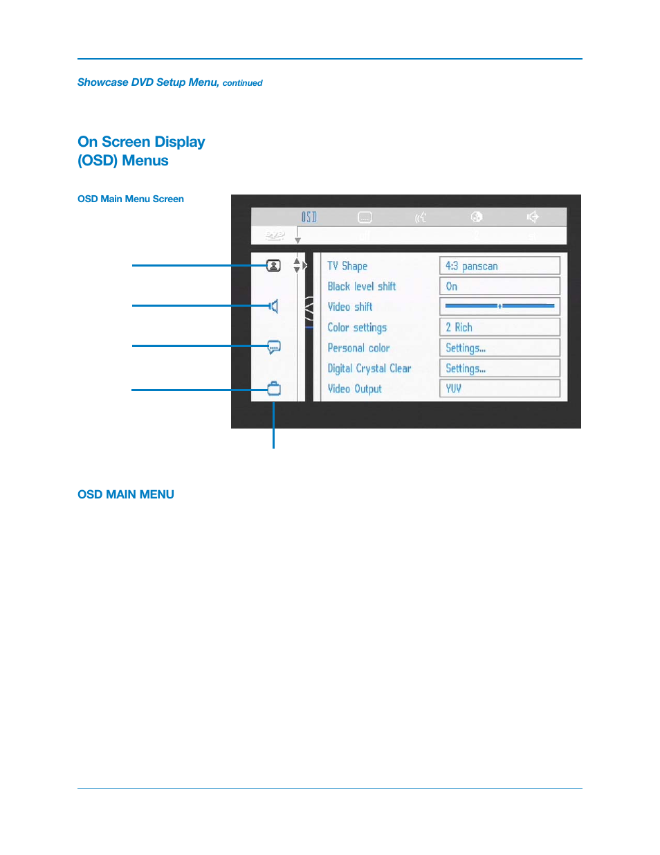 On screen display (osd) menus | Krell Industries DVD Player User Manual | Page 39 / 73