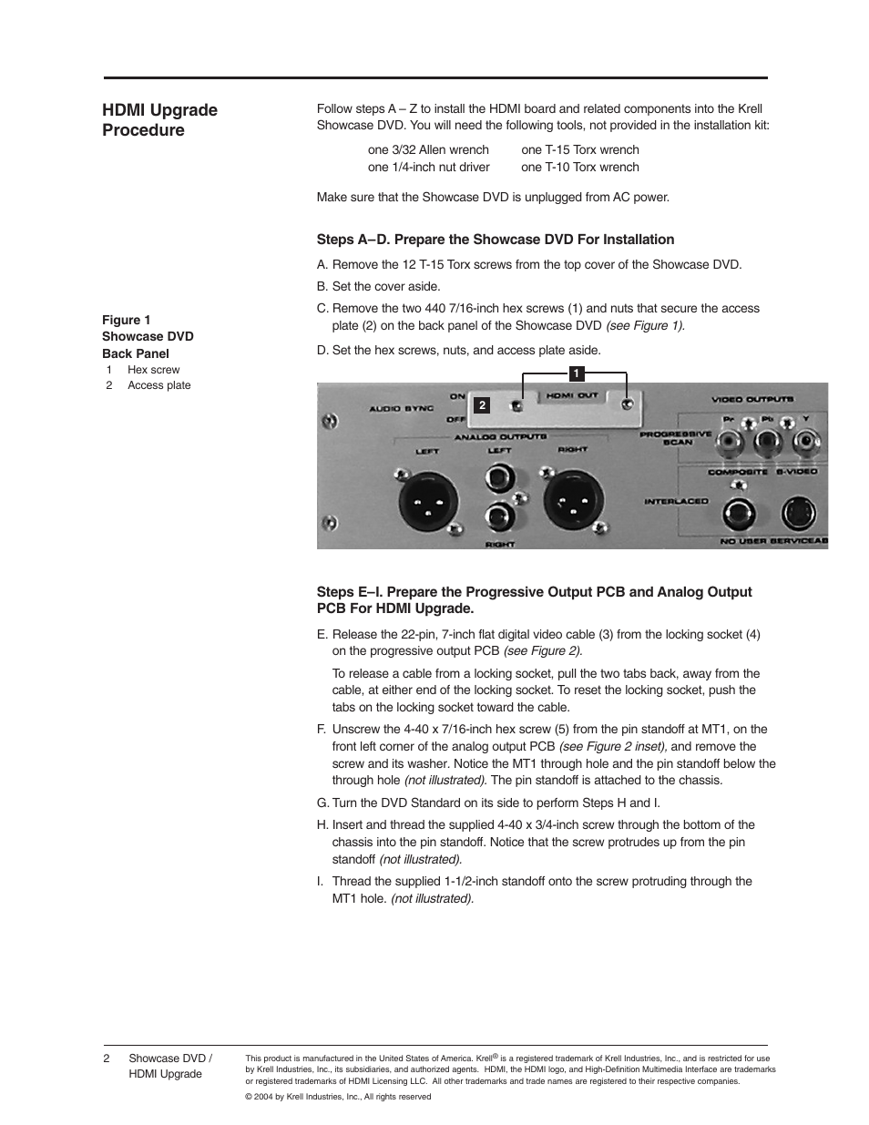 Hdmi upgrade procedure | Krell Industries DVD Player User Manual | Page 67 / 73