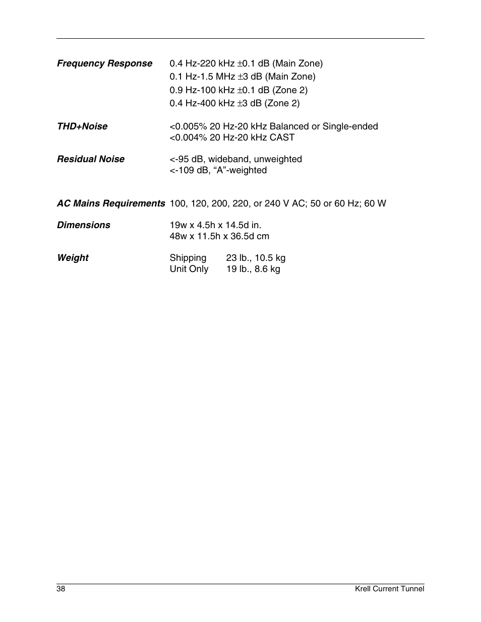 Krell Industries KCT User Manual | Page 42 / 44