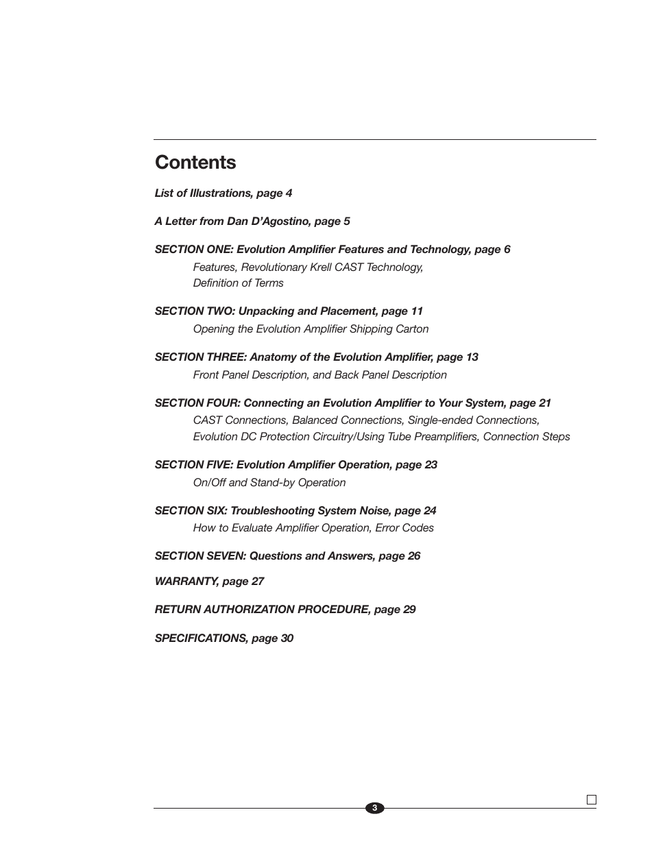 Krell Industries Evolution User Manual | Page 3 / 33
