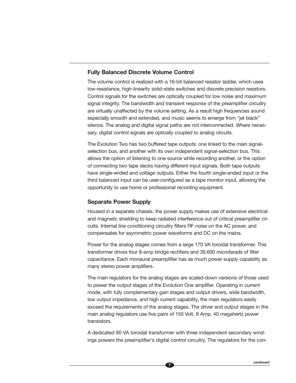 Krell Industries EVOLUTION TWO MONAURAL PREAMPLIFIER User Manual | Page 11 / 60
