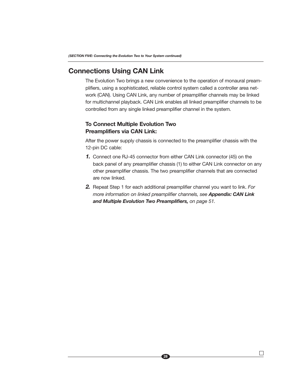 Connections using can link | Krell Industries EVOLUTION TWO MONAURAL PREAMPLIFIER User Manual | Page 32 / 60