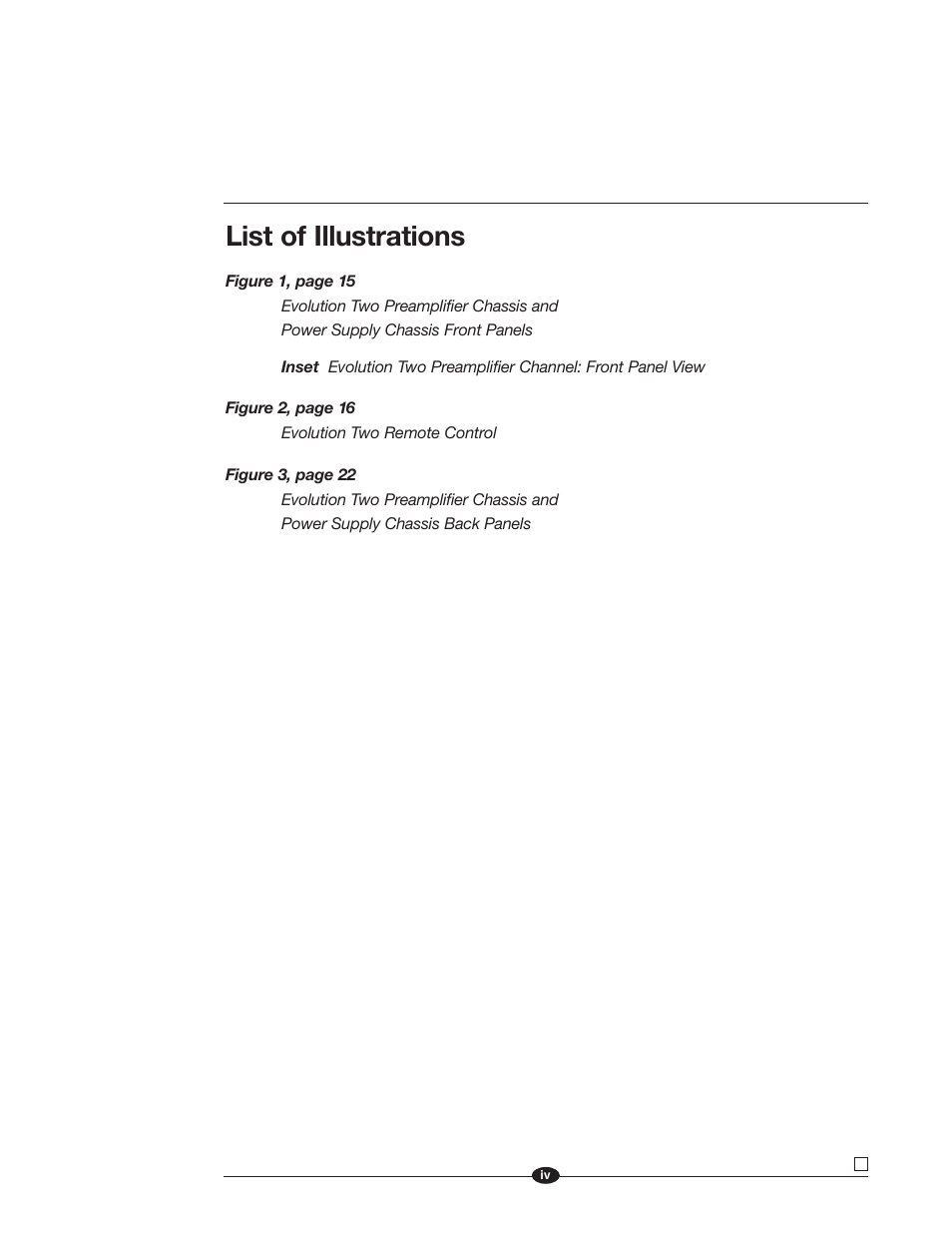 List of illustrations | Krell Industries EVOLUTION TWO MONAURAL PREAMPLIFIER User Manual | Page 4 / 60