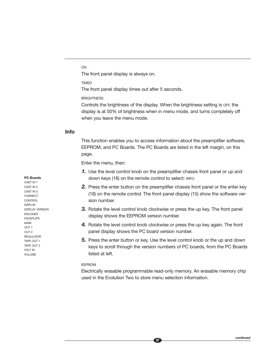 Info | Krell Industries EVOLUTION TWO MONAURAL PREAMPLIFIER User Manual | Page 41 / 60