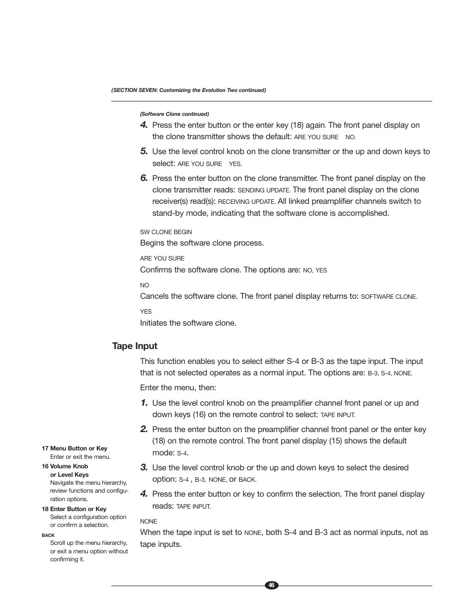 Tape input | Krell Industries EVOLUTION TWO MONAURAL PREAMPLIFIER User Manual | Page 50 / 60