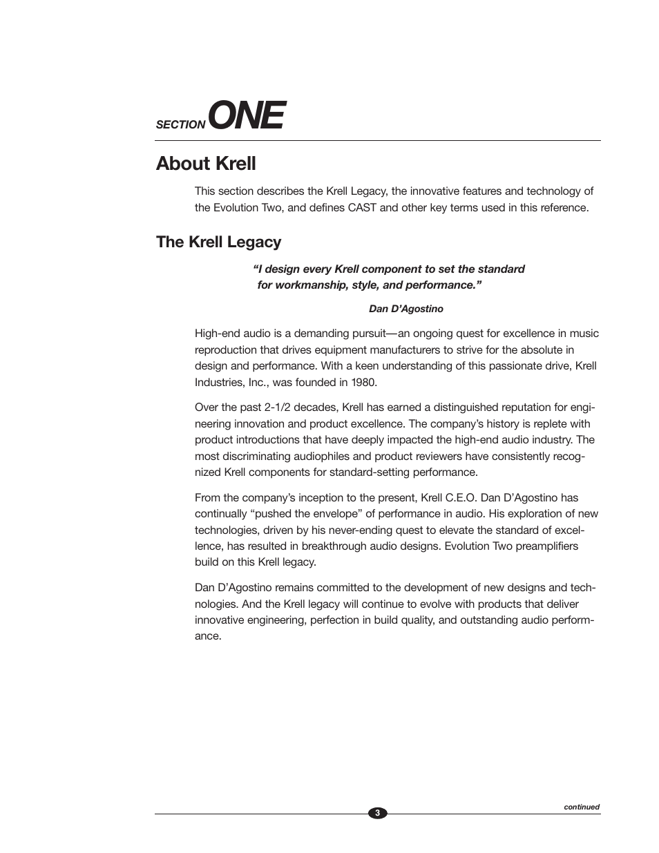 About krell, The krell legacy | Krell Industries EVOLUTION TWO MONAURAL PREAMPLIFIER User Manual | Page 7 / 60