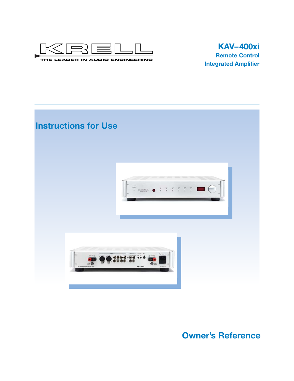 Krell Industries KAV400xi User Manual | 27 pages