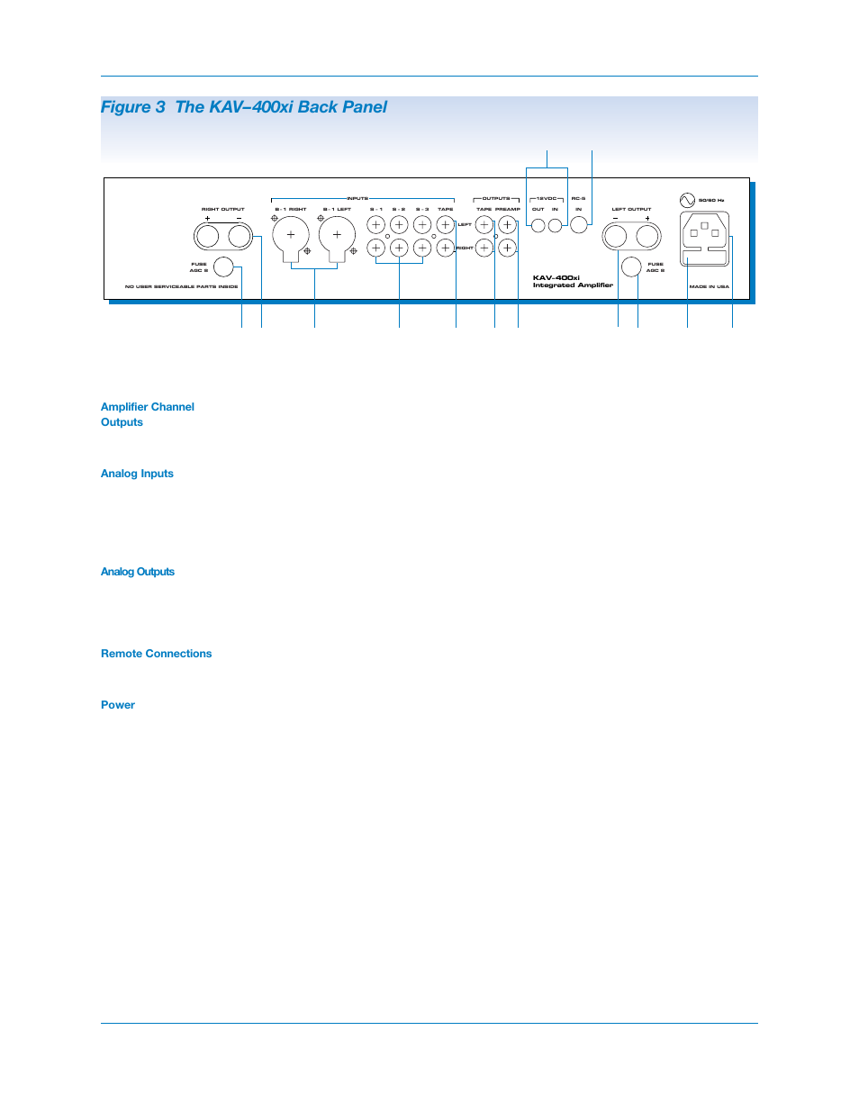 Figure 3 the kav–400xi back panel | Krell Industries KAV400xi User Manual | Page 15 / 27