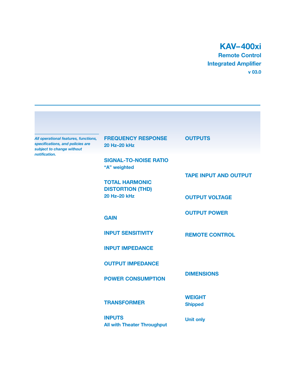 Kav– 400xi | Krell Industries KAV400xi User Manual | Page 27 / 27