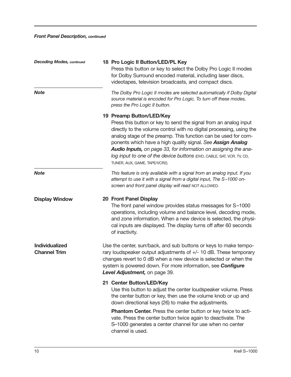 Krell Industries S-1000 User Manual | Page 14 / 72