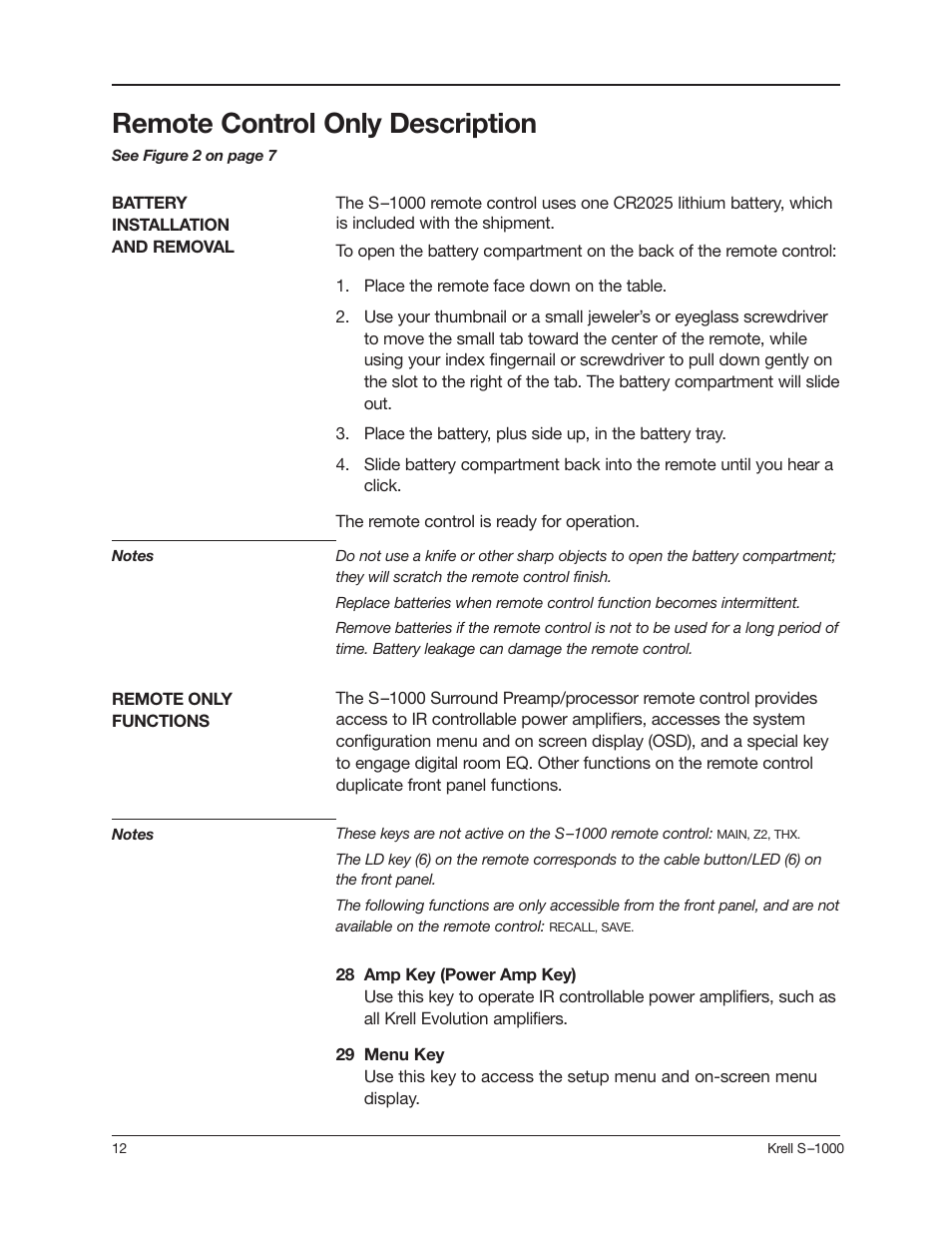 Remote control only description | Krell Industries S-1000 User Manual | Page 16 / 72