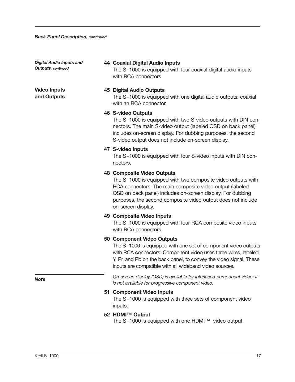 Krell Industries S-1000 User Manual | Page 21 / 72