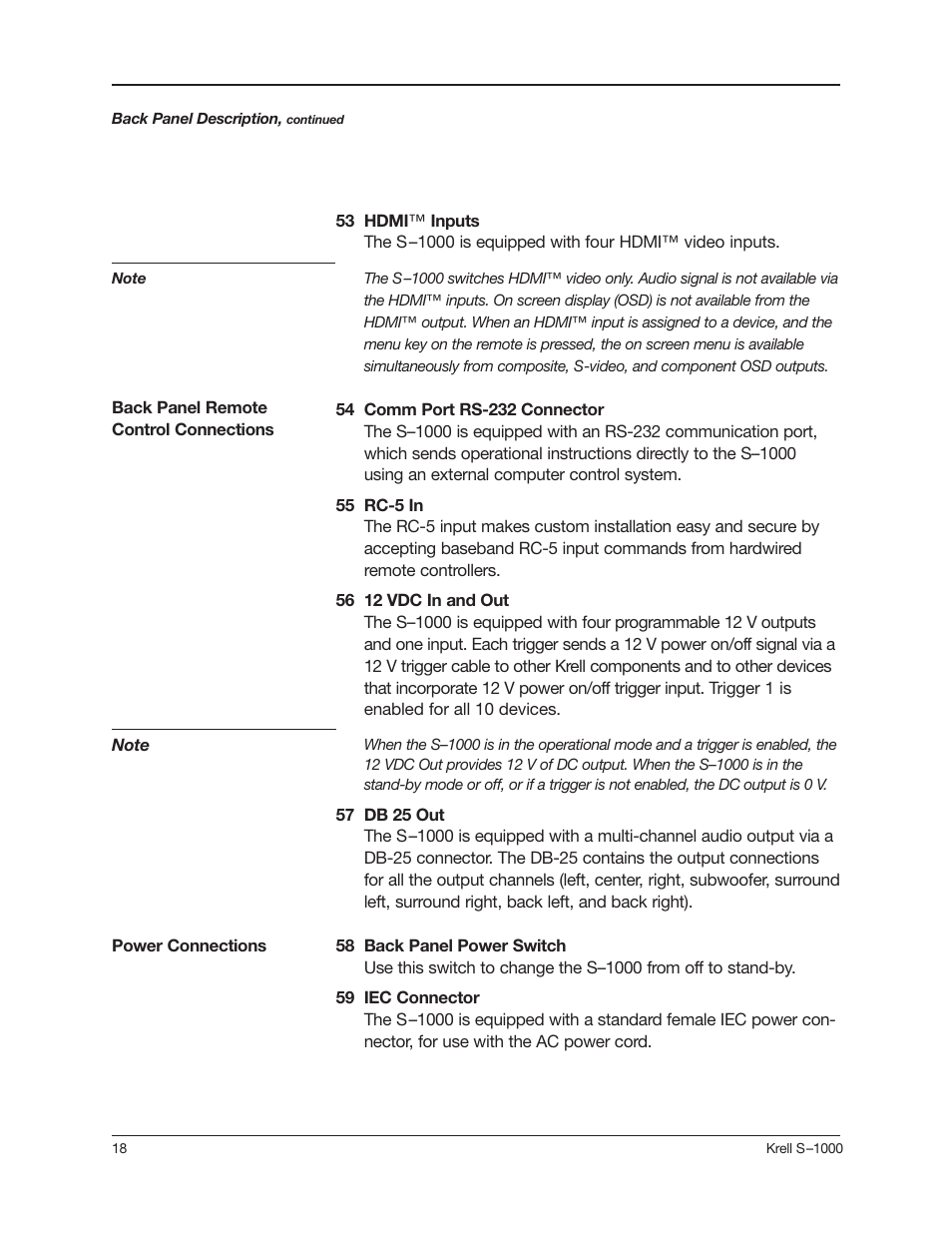 Krell Industries S-1000 User Manual | Page 22 / 72