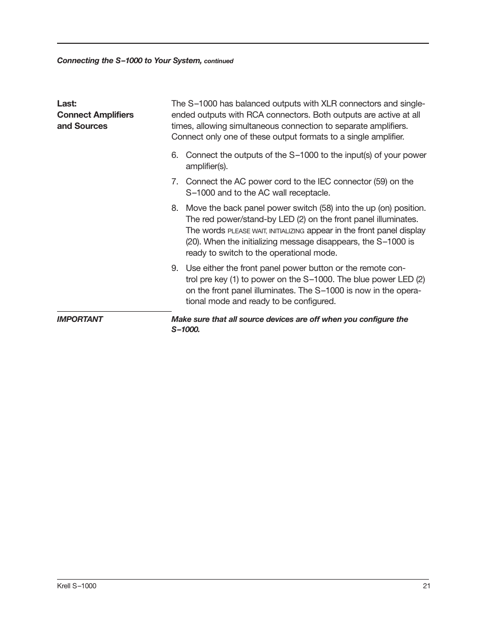 Krell Industries S-1000 User Manual | Page 25 / 72